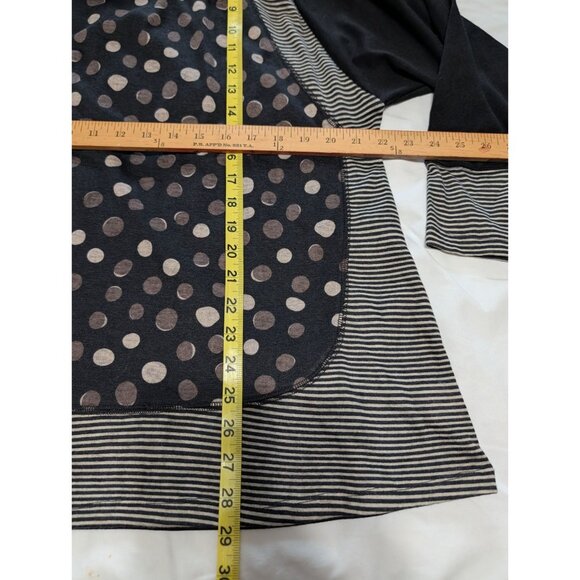 Terra SJ Apparel XL Long-Sleeve Cowl Neck Tunic Top Polka Dot Stripe Print Black - Picture 10 of 10